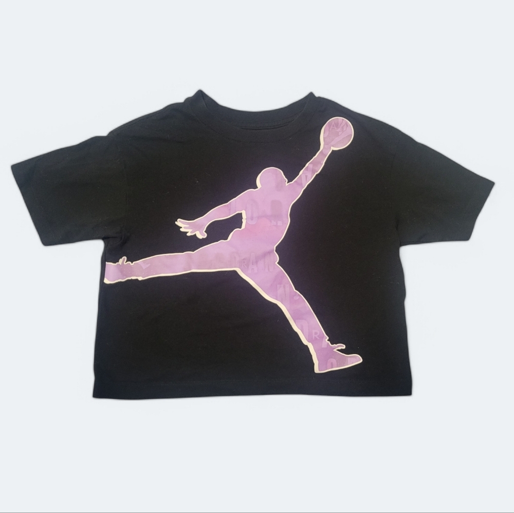 Jordan Essentials Black T-Shirt with Purple Graphic | Size: S (8-10 Yrs)